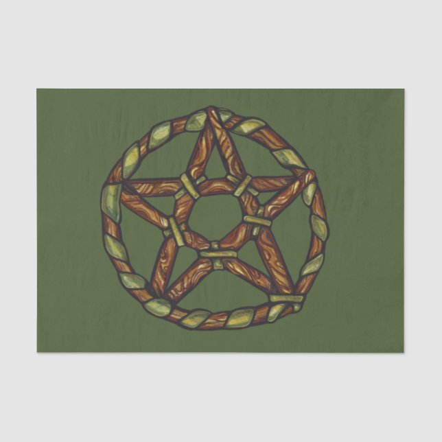 Papel De Seda Bruxa Verde Pagan Pentáculo Natureza Wicca (Frente )