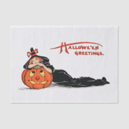 Papel De Seda Bruxa Vintage com Decoupage de Abóbora de Hallowee