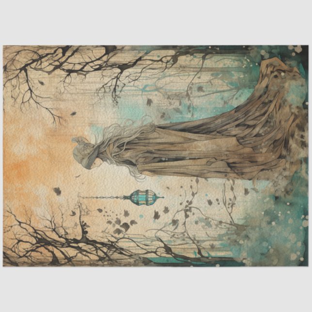 Papel De Seda Bruxa Whimsical N.o 1 da Floresta Primavera de Fad (Frente )