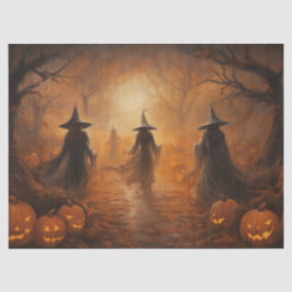 Papel De Seda Bruxas Assustadoras de Halloween numa Floresta par