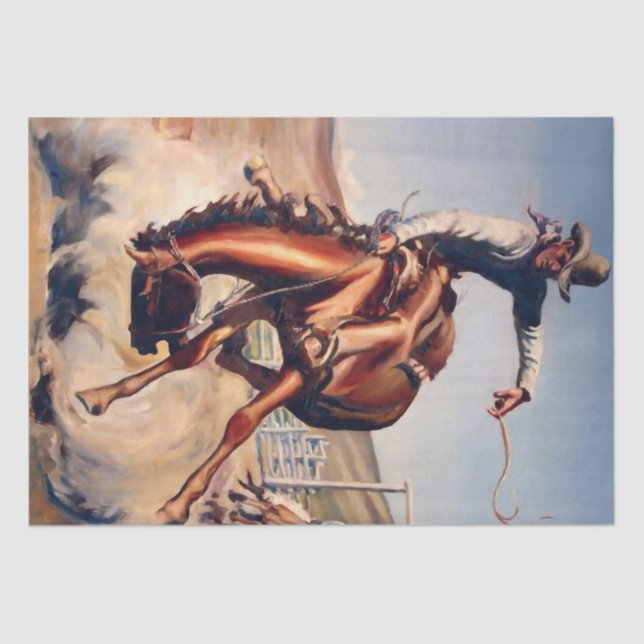 Papel De Seda "Bucking Bronco" Arte Ocidental de Will James (Frente )