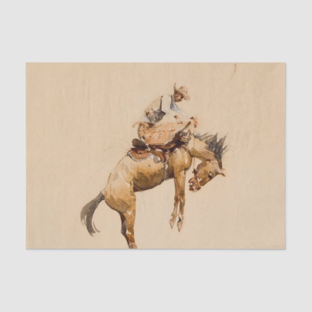 Papel De Seda Bucking Bronco por Edward Borein (Frente )