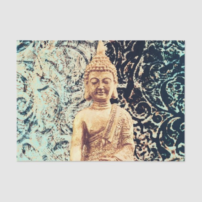 Papel De Seda Buda Sentado na Terra Elegante Iluminação Zen (Frente )