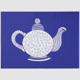 Papel De Seda Bule branco no Marinho