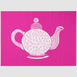 Papel De Seda Bule branco no rosa quente