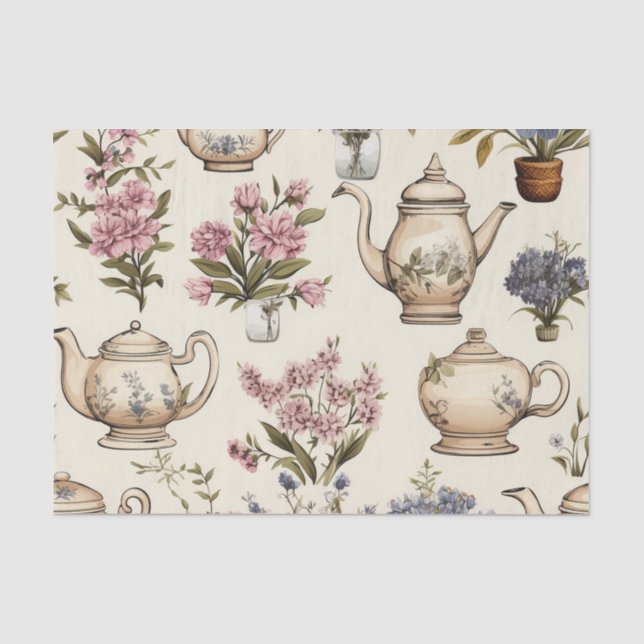 Papel De Seda Bules e Flores (Frente )