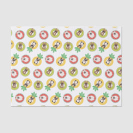 Papel De Seda Bulldog Francês Em Padrões De Piscina De Fruta