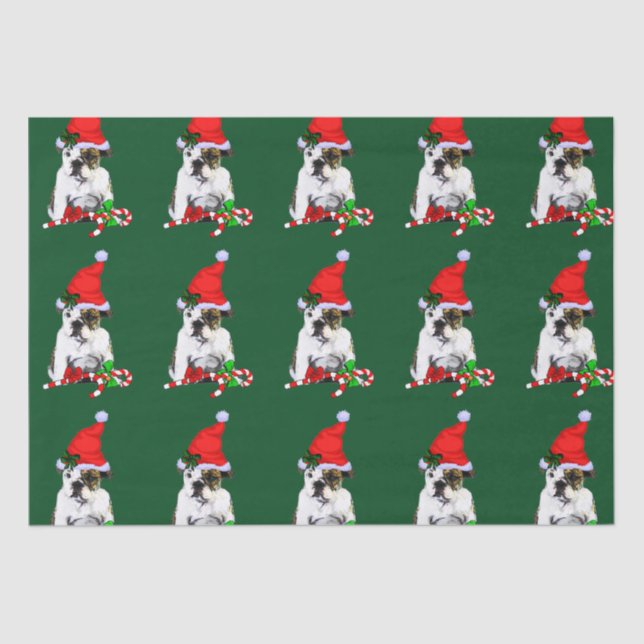 Papel De Seda Bulldog no Natal do Papai Noel (Frente )