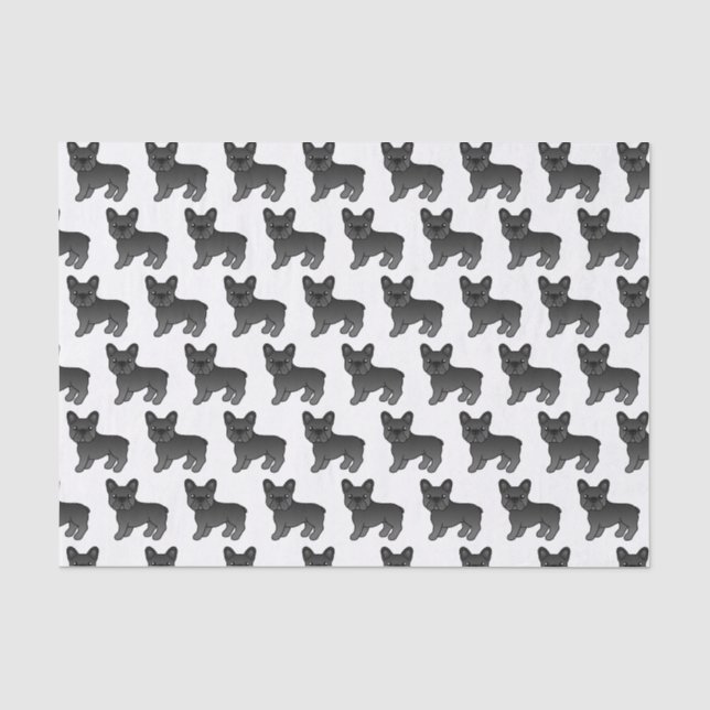 Papel De Seda Bulldogue Francês Preto Padrão de Cachorro de Dese (Frente )