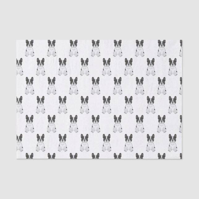 Papel De Seda Bulldogue Francês Preto Piebald / Padrão Frenchie (Frente )