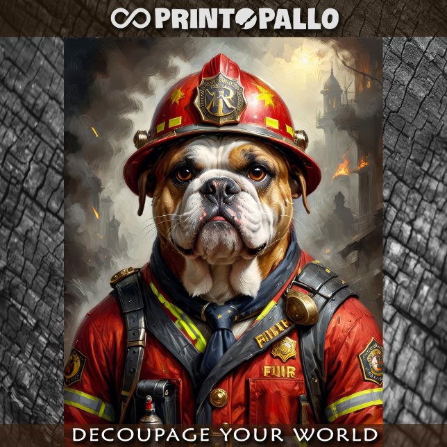 Papel De Seda Bulldogue Inglês atuando como Bombeiro -  (Criador carregado)