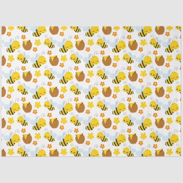 Papel De Seda Bumble Bee and Flowers (Frente )