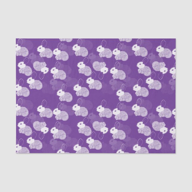 Papel De Seda Bunnies Brancos Fluffy em Roxo (Frente )
