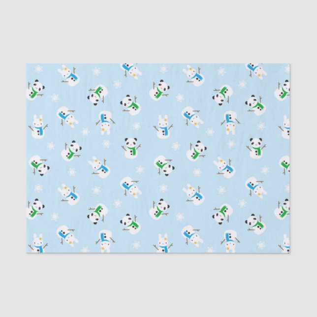 Papel De Seda Bunnies e Pandas de Neve (Frente )