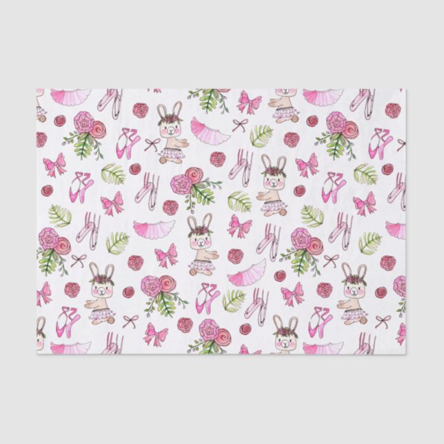 Papel De Seda Bunny Ballerina em Watercolor (Frente )