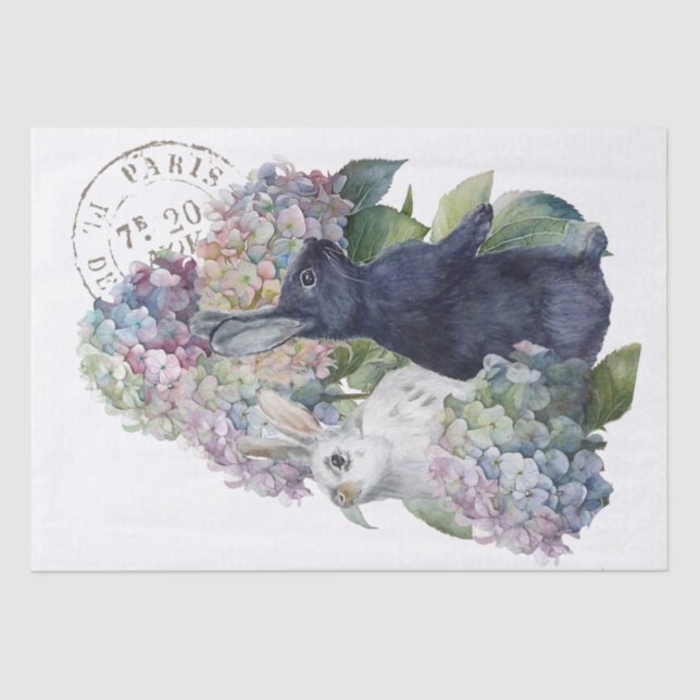 Papel De Seda Bunny Rabbit Hydrangea Flor Marco Francês (Frente )