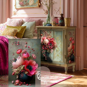 Papel De Seda Buquê Caprichoso Vibrante Floral Rosa