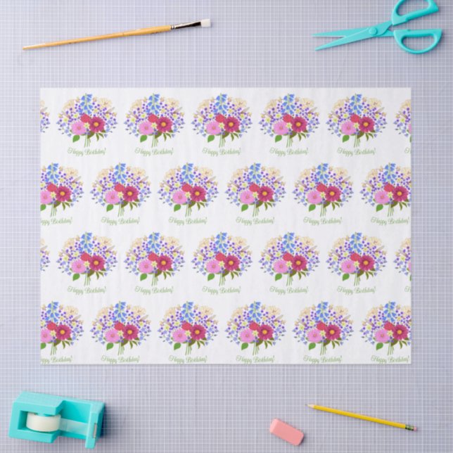 Papel De Seda Buquê de flores (Arte )