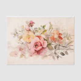 Papel De Seda Buquê de Flores Antigas com Rosas