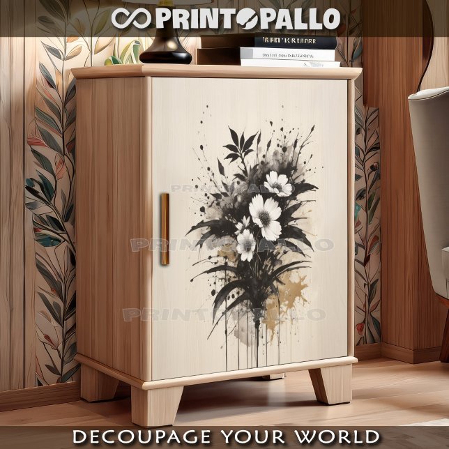 Papel De Seda Buquê de flores brancas, afogadas, a tinta (Criador carregado)