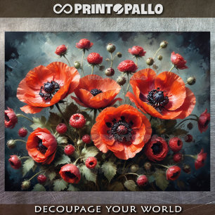 Papel De Seda Buquê de flores de papoila contra fundo escuro