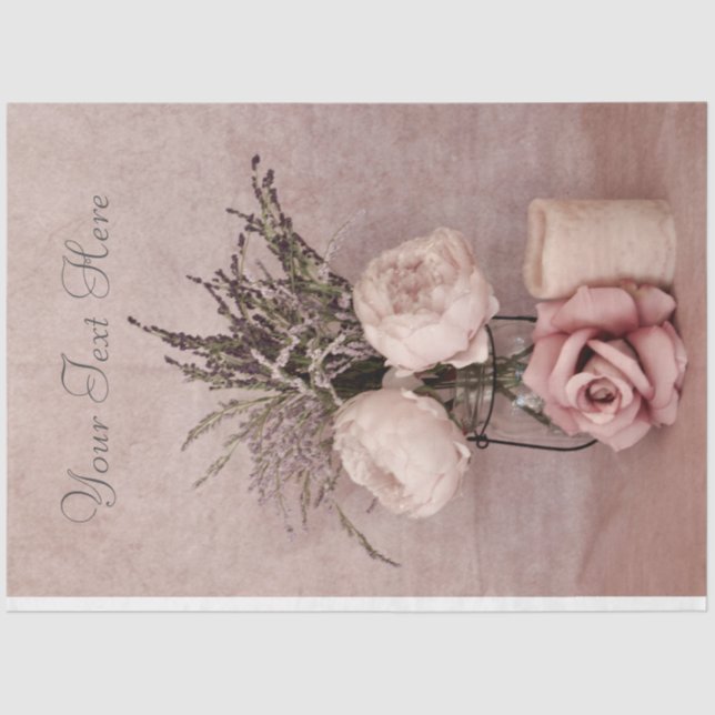 Papel De Seda Buquê de flores e velas em rosa e roxo (Frente )