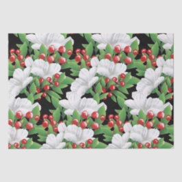 Papel De Seda Buquê de inverno Vermelho Branco Verde Floral | Br