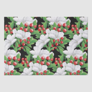 Papel De Seda Buquê de inverno Vermelho Branco Verde Floral Br