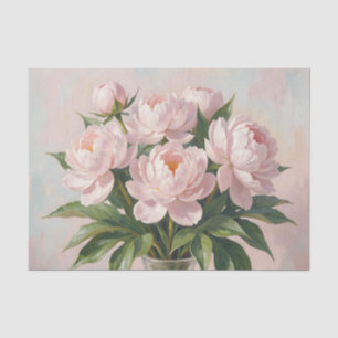 Papel De Seda Buquê de Peônia Rosa Corado Floral Romântico