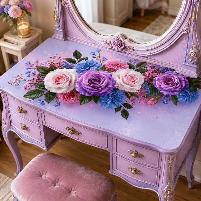 Papel De Seda Buquê de Rosa Lavanda Pastel Decoupage (Criador carregado)