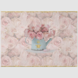 Papel De Seda Buquê de Rosas Rosa Coroa de Abelha Dourada Decoup