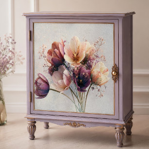 Papel De Seda Buquê de Tulipa Lavanda Pêssego Decoupage