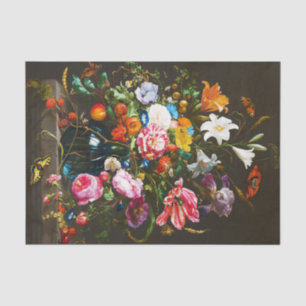 Papel De Seda Buquê Floral da Vintage na Separação da Vase Azul