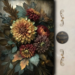 Papel De Seda Buquê Floral de Dália de Outono Decoupage