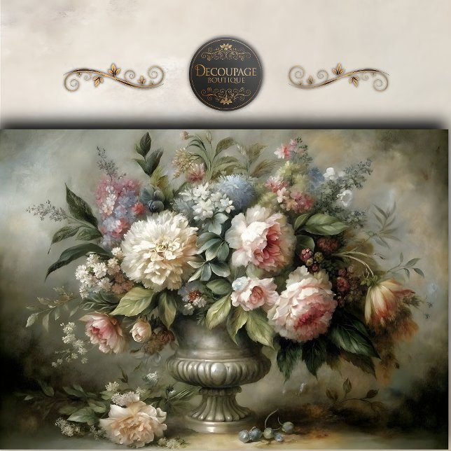 Papel De Seda Buquê Floral em Pastel Antigo Decoupage (Antique Pastel Floral Bouquet Decoupage Tissue Paper)