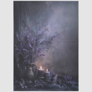 Papel De Seda Buquê Floral Lavanda Escura para Decoupage