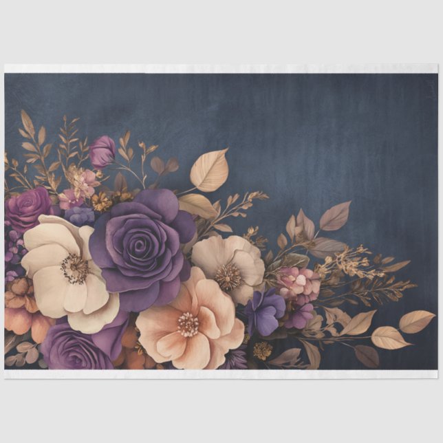 Papel De Seda Buquê Floral Romântico Sombrio e Mal-humorado (Frente )