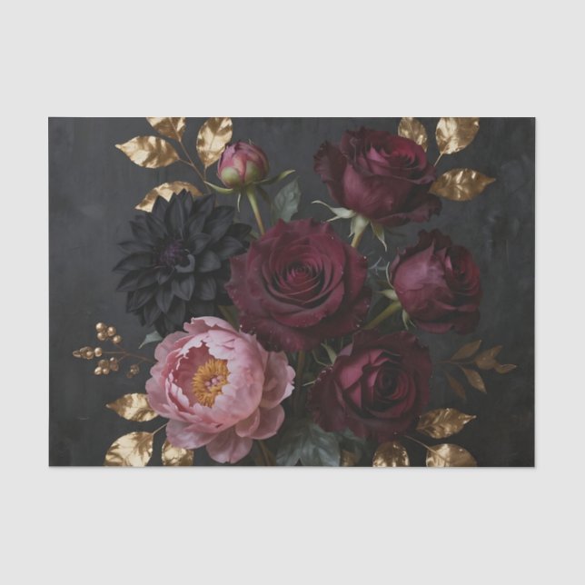 Papel De Seda Buquê Floral Sombrio e Temperamental (Frente )