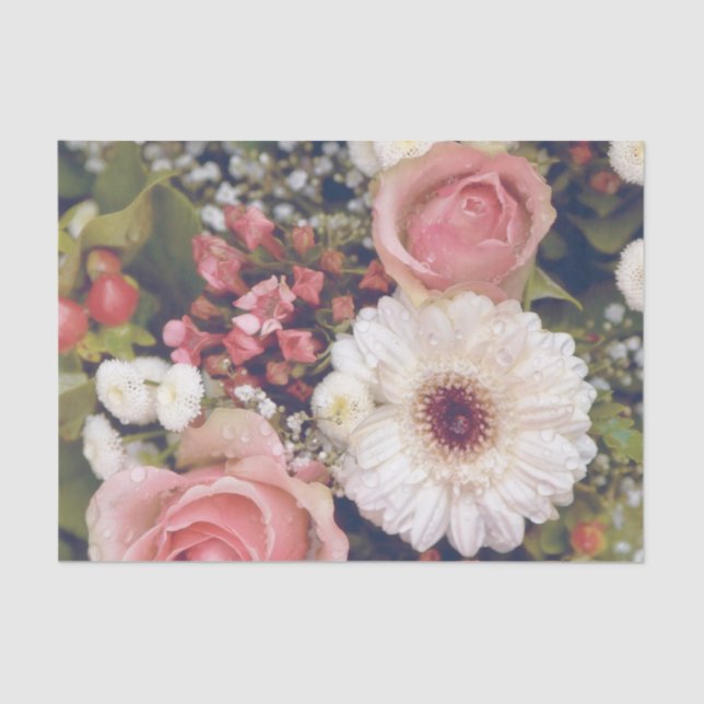 Papel De Seda Buquê Romântico de Flores Rosa (Frente )