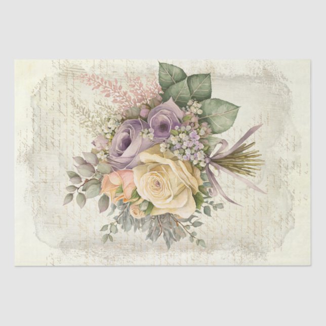 Papel De Seda Buquês De Casamento Flores De Aquarela (Frente )