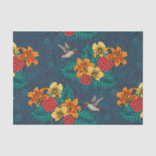 Papel De Seda Buquês tropicais e beija-flores
