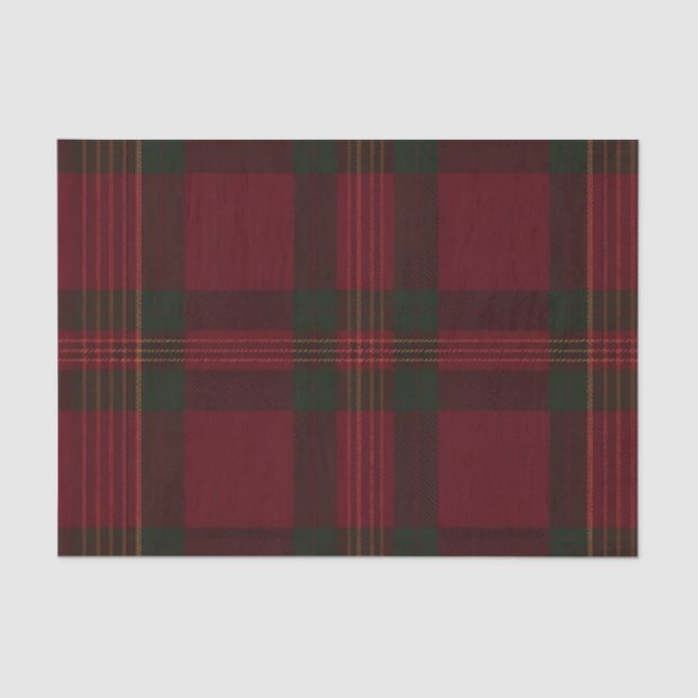 Papel De Seda Burgundy and Green Plaid Tissue Paper (Frente )