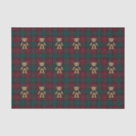 Papel De Seda Burgundy and Green Teddy Tartan Tissue Paper