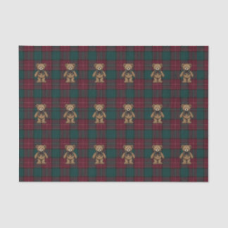 Papel De Seda Burgundy and Green Teddy Tartan Tissue Paper