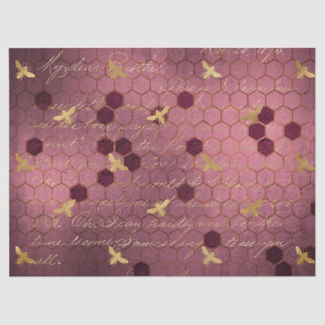 Papel De Seda Burgundy Bee Series Design (Frente )