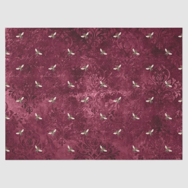 Papel De Seda Burgundy Bee Series Design Catorze (Frente )