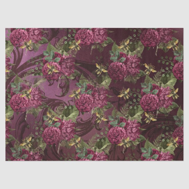 Papel De Seda Burgundy Bee Series Design Seis (Frente )
