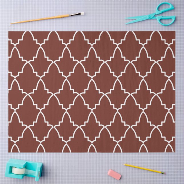 Papel De Seda Burgundy Marroquino Lattice Pattern (Arte )