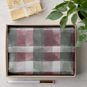 Papel De Seda Burgundy Red Green Cream White Xadrezes Stripes
