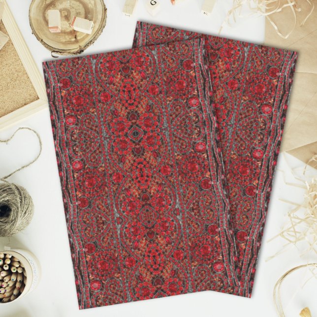 Papel De Seda burgundy vermelha elegante e sofisticada de ouro r (elegant sophisticated gold ruby red burgundy tissue paper)